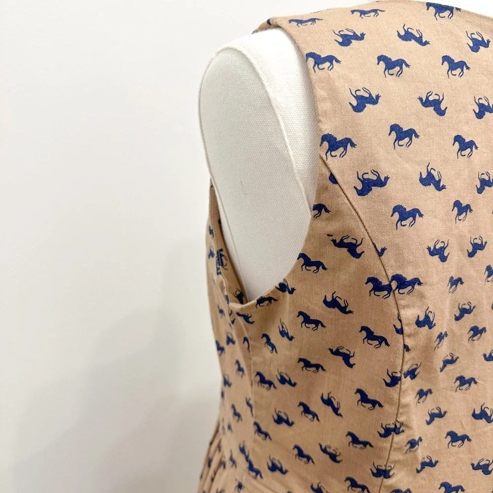 Vintage Inspired Brown Horse Printed Dress - Picture 8 of 10